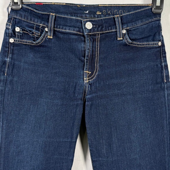 7 For All Mankind The Skinny Jeans Womens 27 Dark Wash Indigo Low Rise Denim - Picture 3 of 10